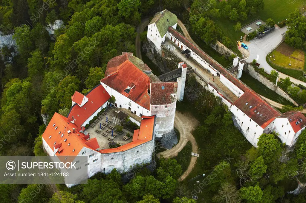 Wildenstein Castle, Sigmaringen, Germany, aerial photo