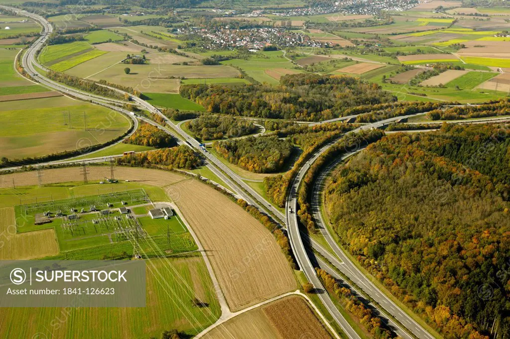 Junction cross A98 A81 B33, Hegau, Baden_Wuerttemberg, Germany, Europe