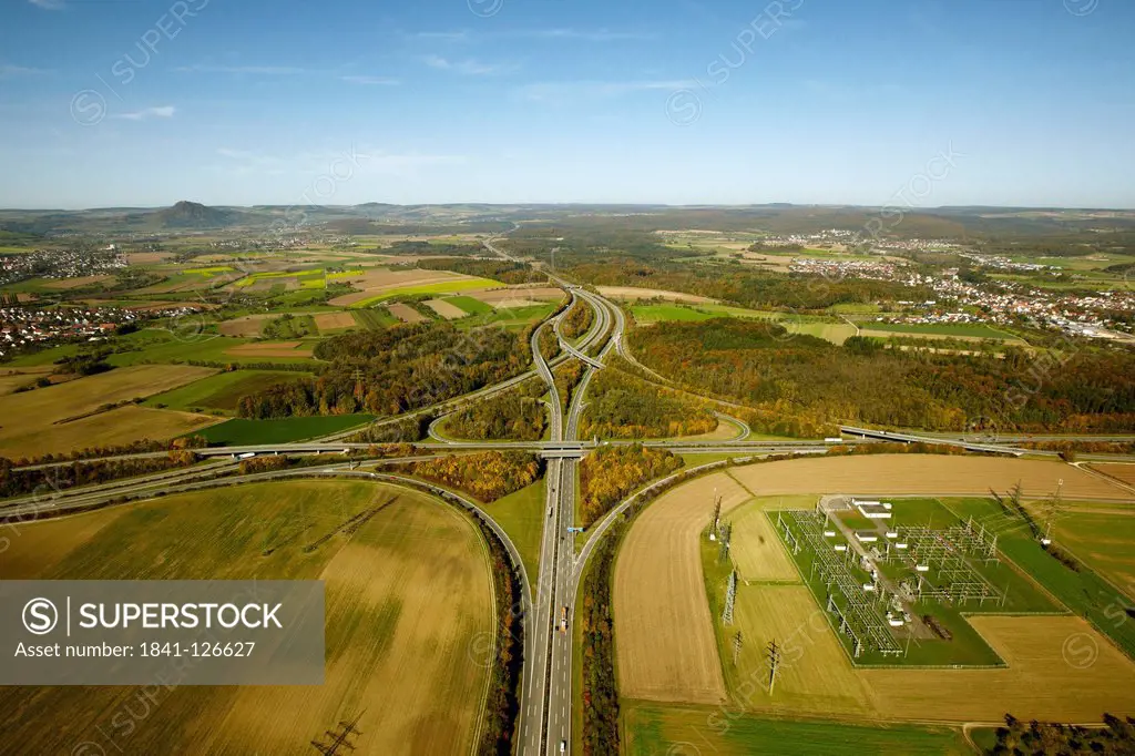 Junction of highway A98 A81 B33, Hegau, Baden_Wuerttemberg, Germany, Europe