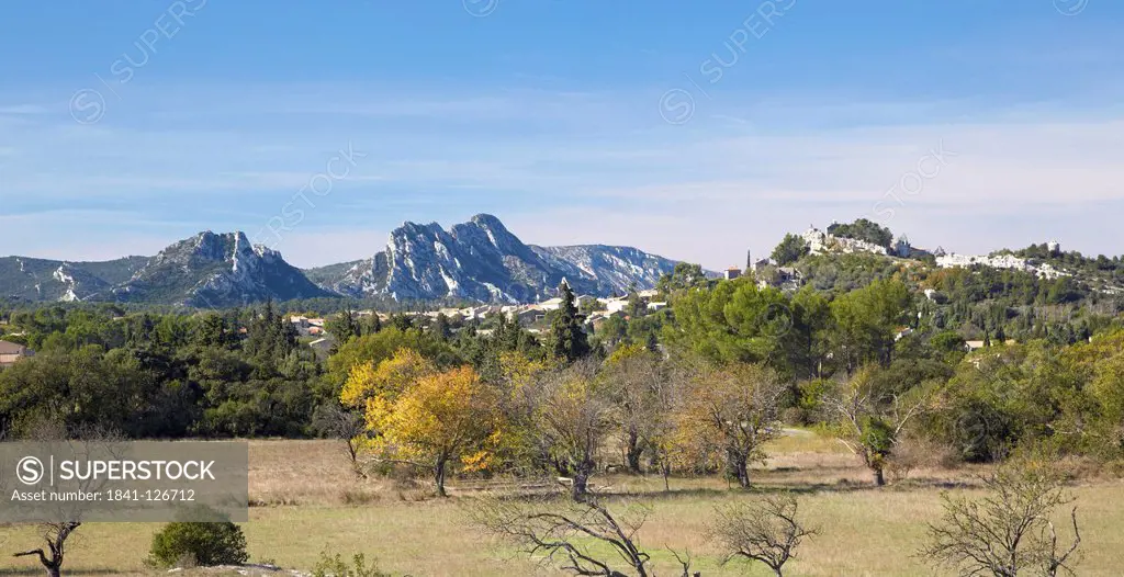 View fron abbey St. Sixte on Eygalieres in the Alpilles, Provence, France