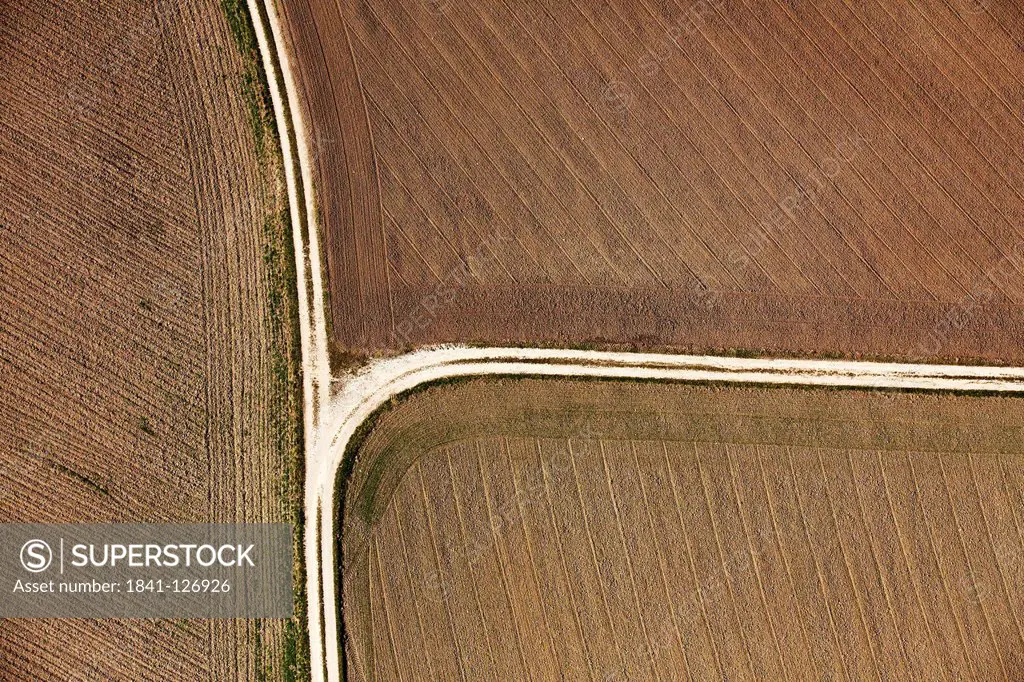 T_junction at plowed fields, aerial photo
