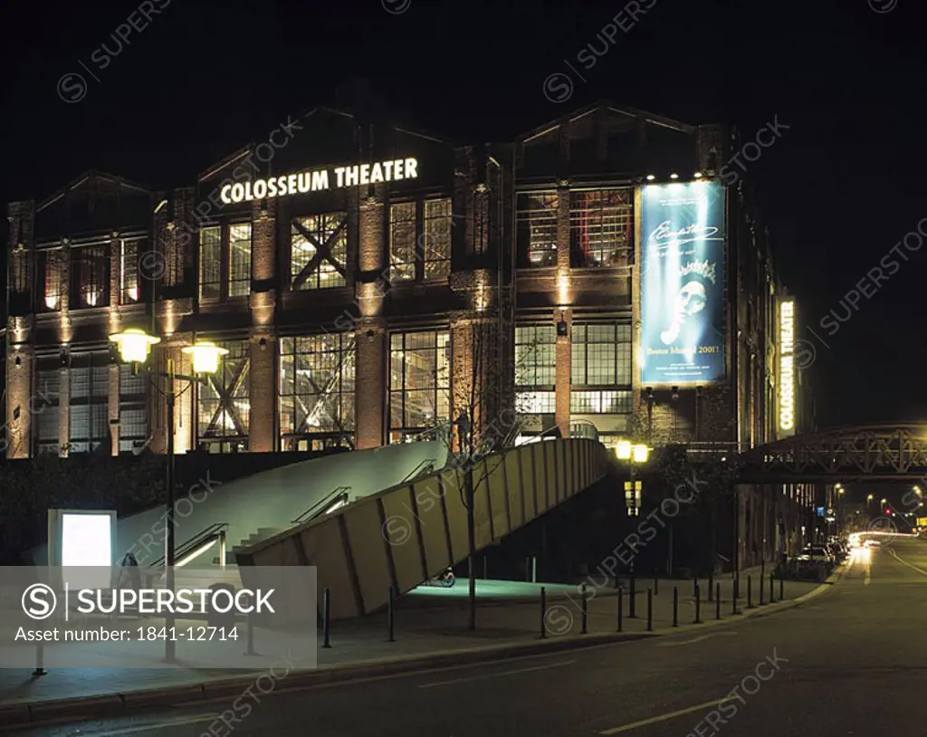 Colosseum musical theatre at night, Essen, Germany