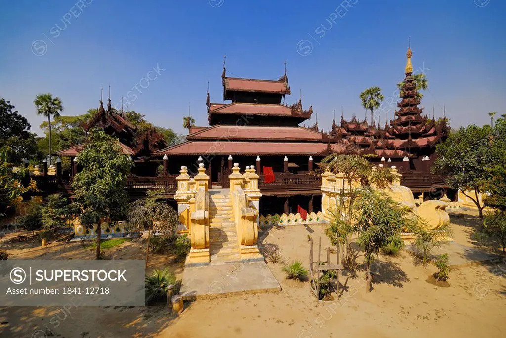 Facade of monastery, Shweinbin Monastery, Mandalay, Myanmar