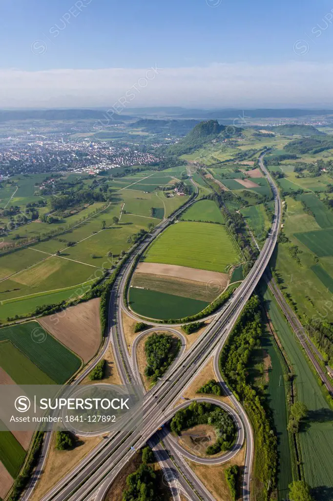 Motorway junction, Hegau, A81, Hegau, Baden-Wuerttemberg, Germany, Europe