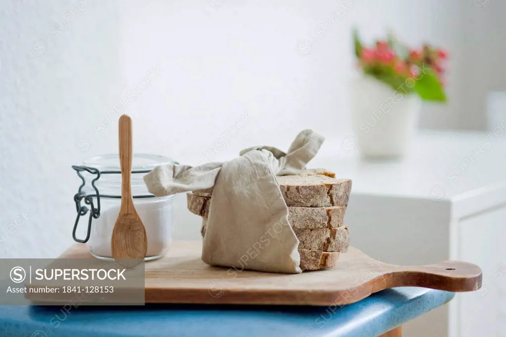 Bread and Salt on a Cyan-Coloured Stool