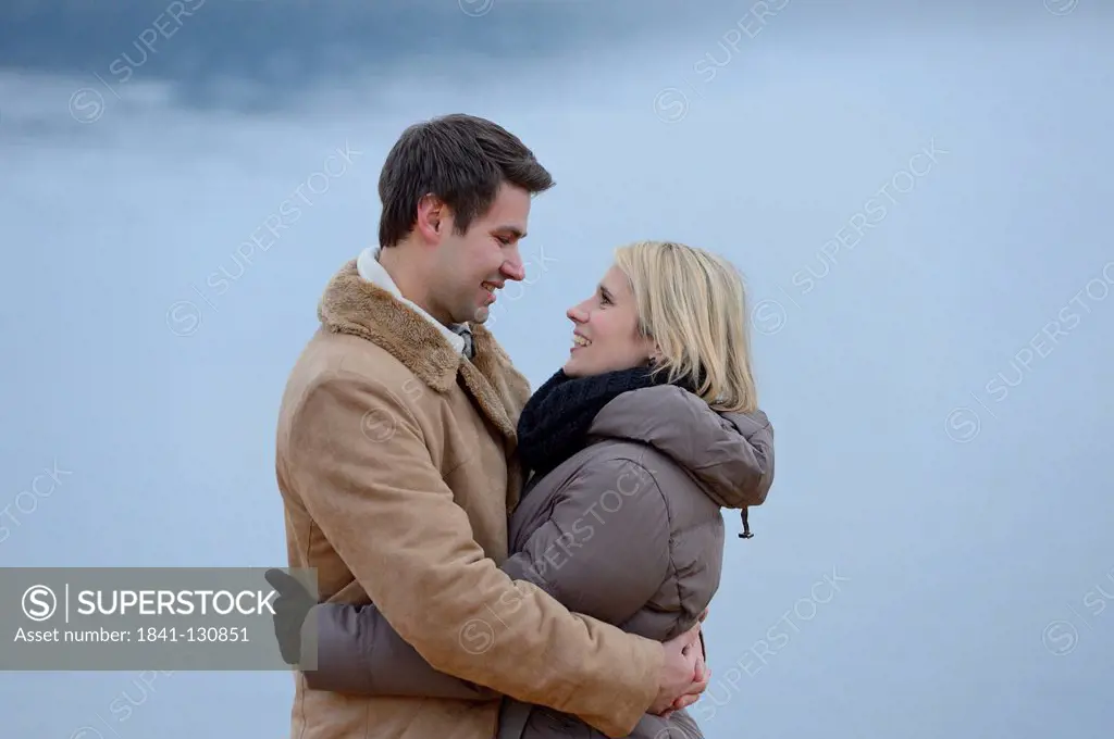 Headline: Couple hugging, Upper Palatinate, Bavaria, Germany, Europe