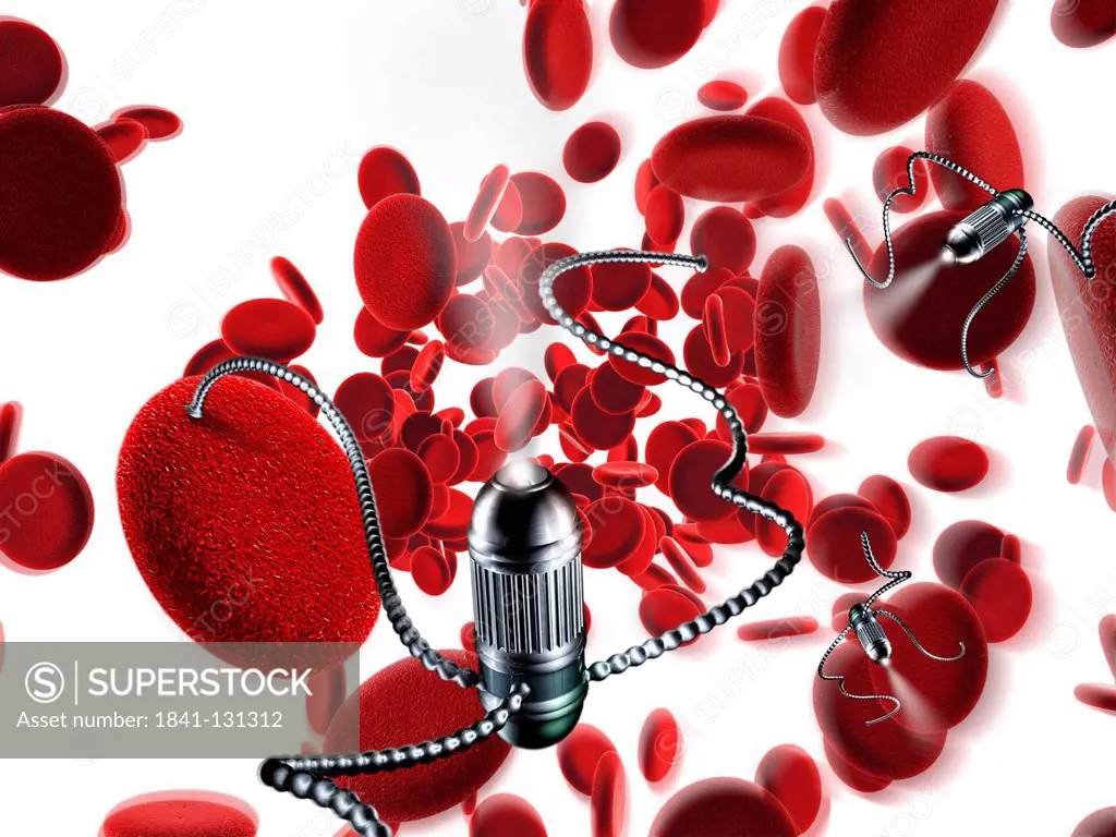Headline: Nano robots and red blood cells, nanobot