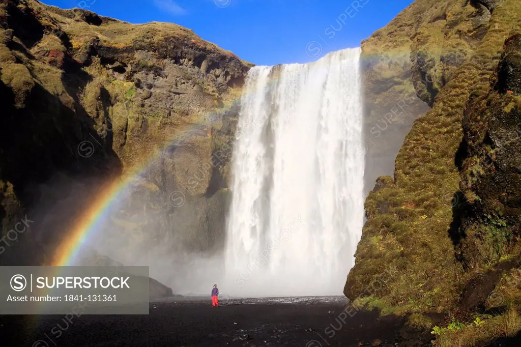 Headline: Rainbow at waterfall Skogafoss, Iceland, Europe