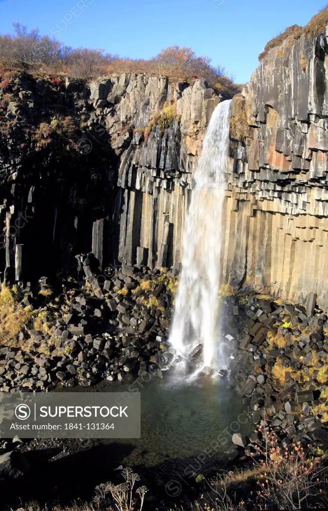Headline: Waterfall Svartifoss, Skaftafell National Park, Iceland, Europe