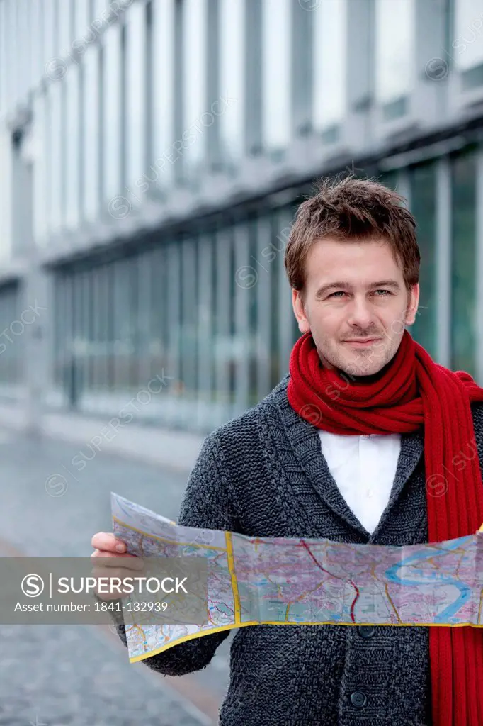 Man with city map.