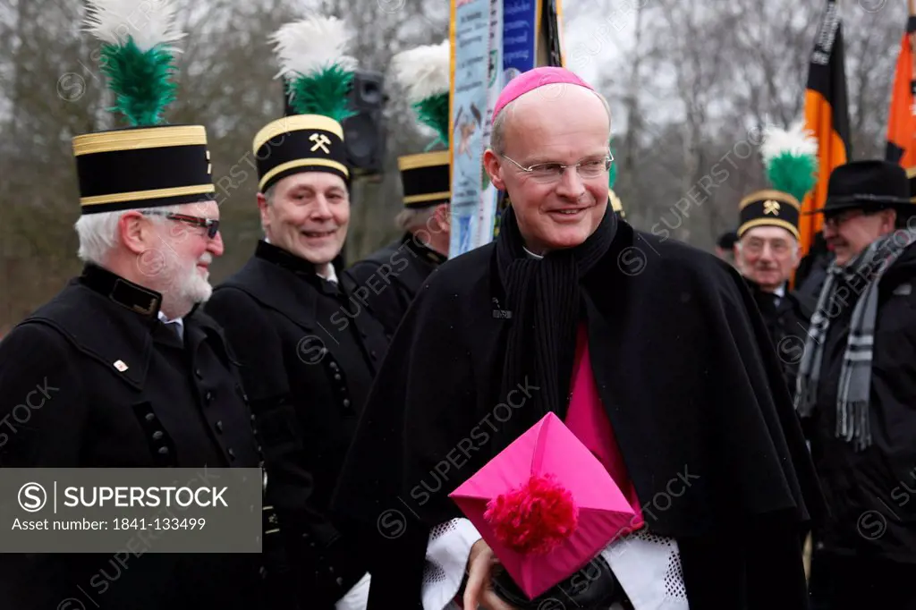 Good Friday procession of miners and bishop Franz Josef Overbeck, Halde Haniel, Bottrop, North Rhine-Westphalia, Germany, Europe