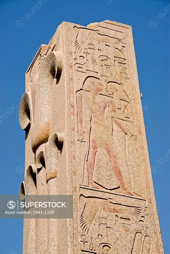 Pillar at the Temple of Karnak, Luxor, Egypt, close_up