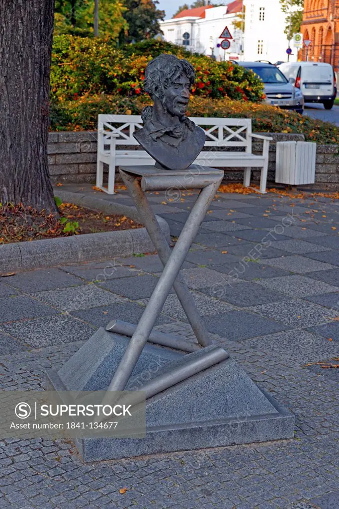 Bust Frank Zappa, Alexandrinenplatz, Bade Doberan, Mecklenburg Western-Pomerania, Germany, Europe