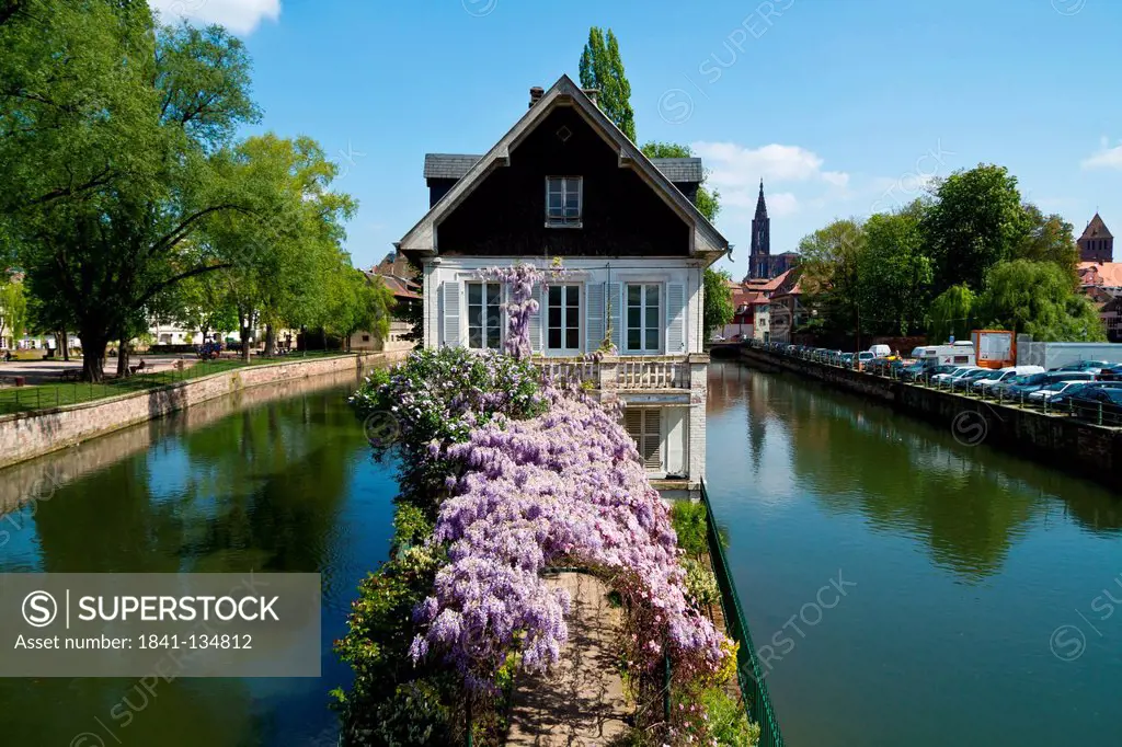House at river Ill, Strasbourg, Alsace, France, Europe