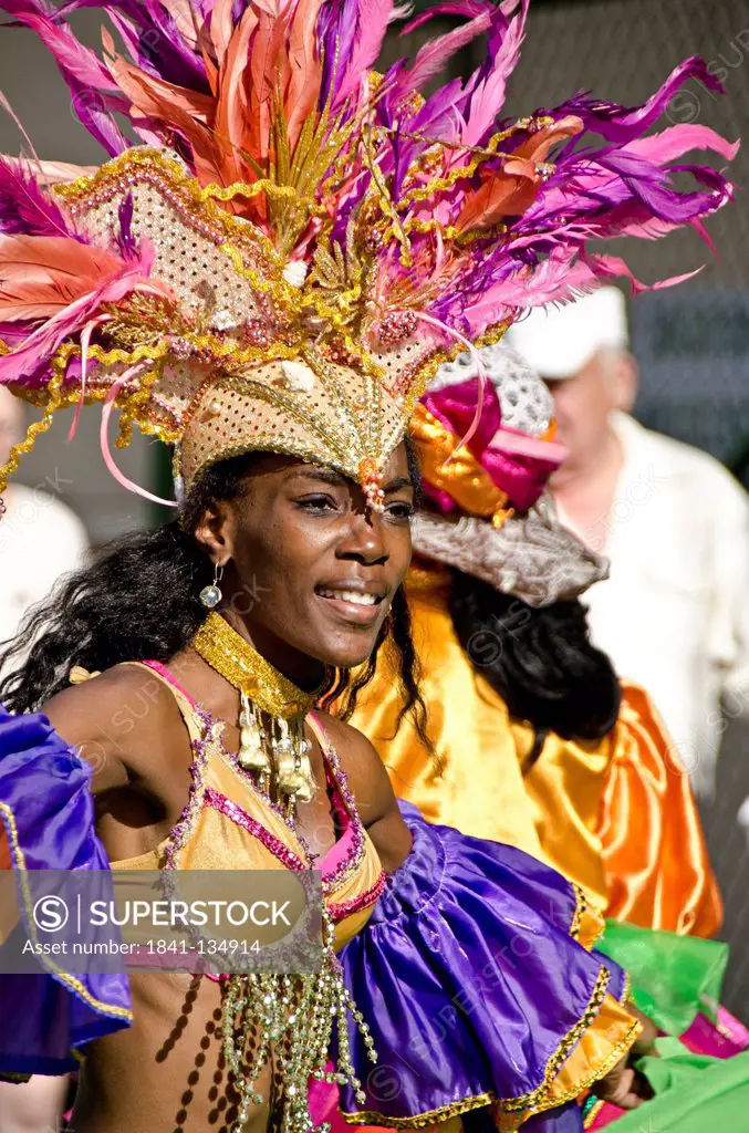 Female dancer at carnival, Trinidad and Tobago, Lesser Antilles, the caribbean, America