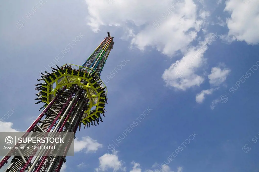 Power Tower on the marksmen´s festival, Duesseldorf, Germany, worm´s eye view
