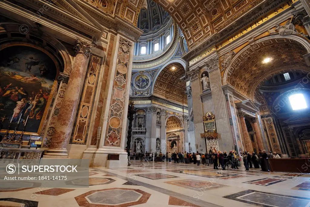 Interior view of St. Peters Basilica, Rome, Vatican City, wide_angle view