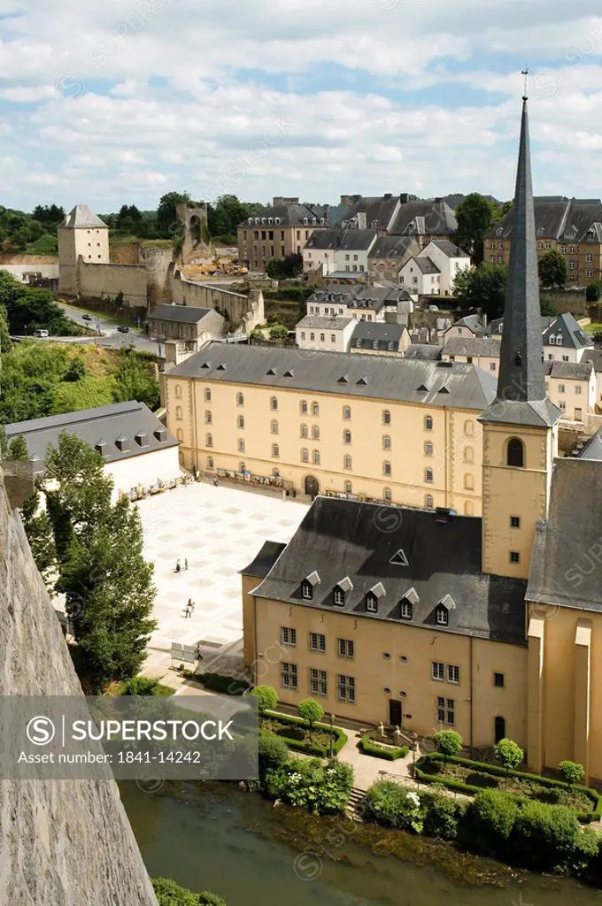 St. Johanneskirche and abbey Neumuenster, Grund, Luxemburg, Europe