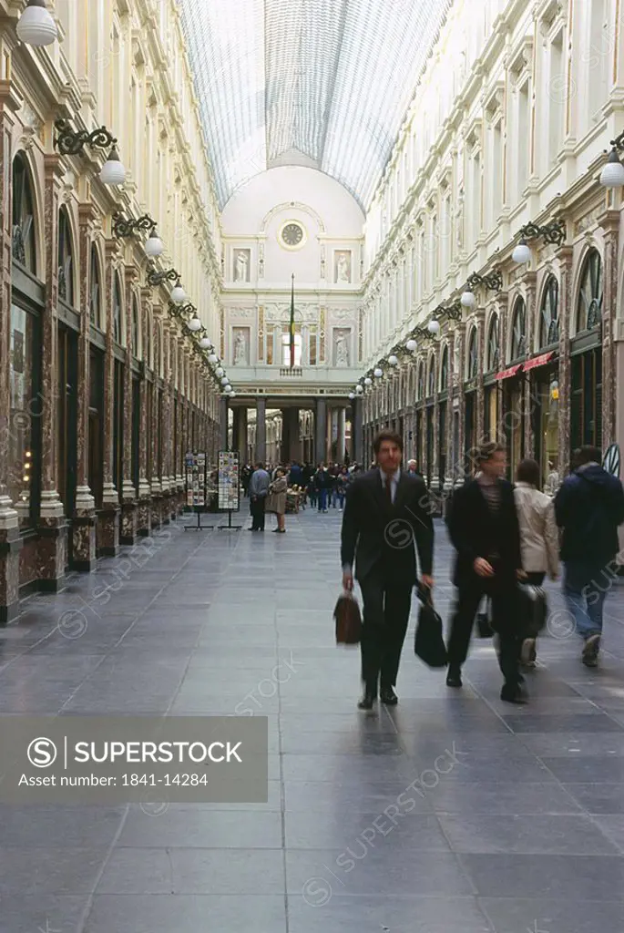 People at shopping mall, St. Hubert Gallery, Brussels, Belgium