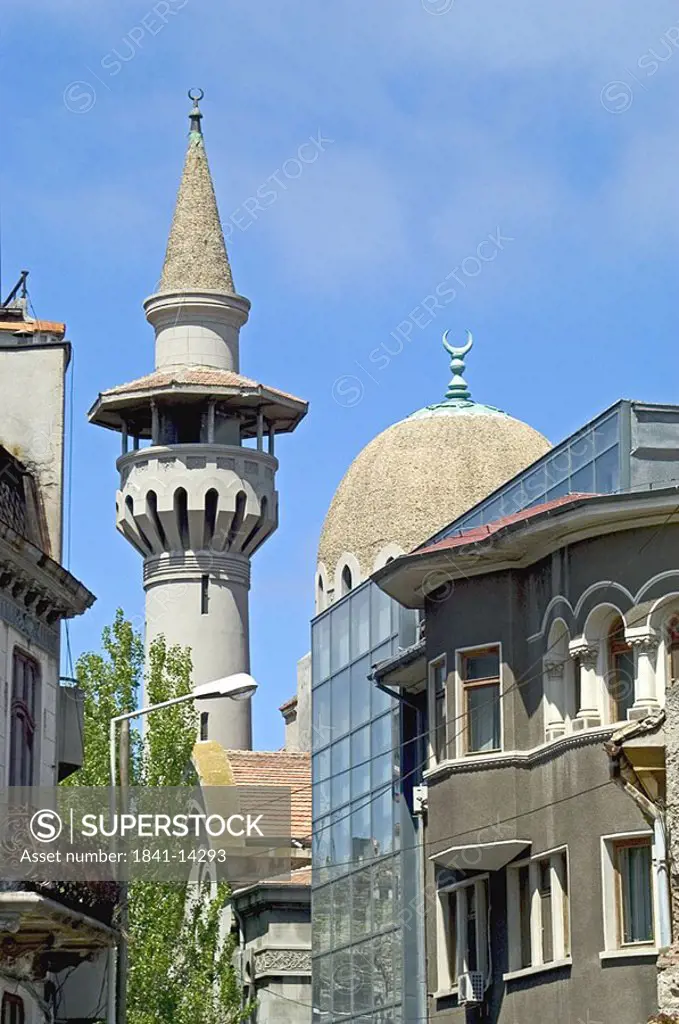 Minaret of mosque in city, Constanta, Romania