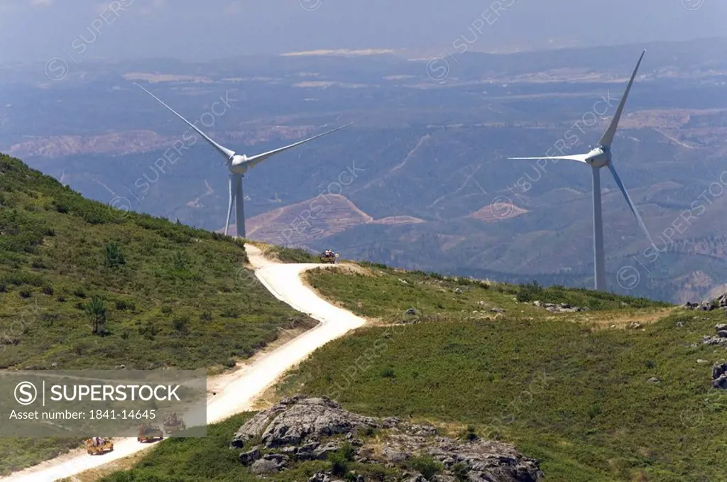 Wind turbines on mountains, Mount Foia, Serra De Monchique, Monchique, Algarve, Portugal