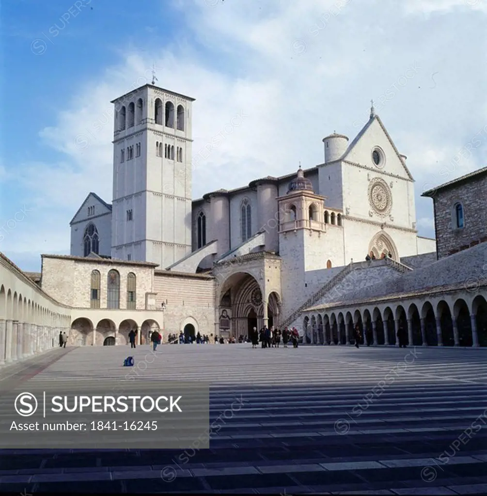 Facade of monastery, Assisi, Umbria, Italy, Europe