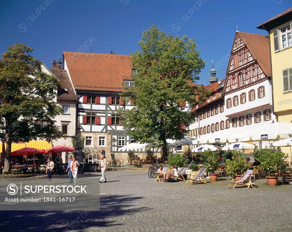 Tourists in market, Baden_Wurttemberg, Germany
