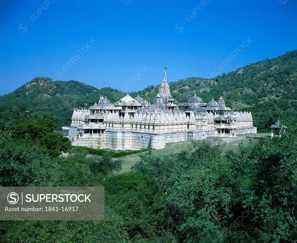 High angle view of temple, Chaumukha Temple, Ranakpur Temple, Ranakpur, Rajasthan, India