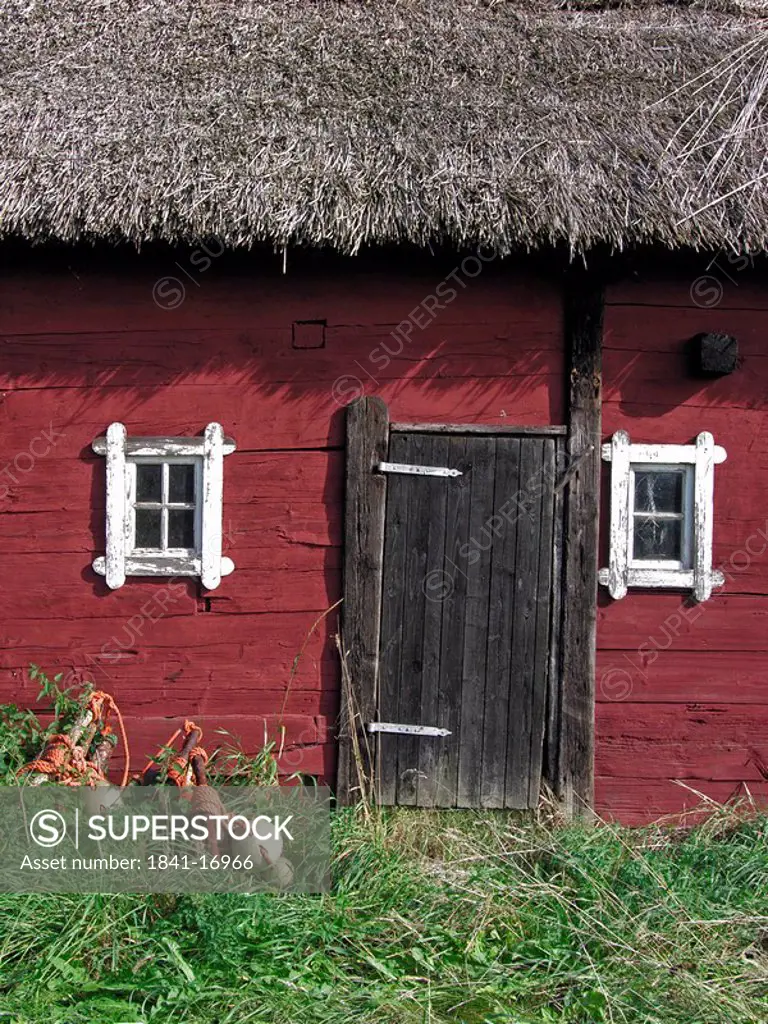 Facade of wooden house, Oeland, Sweden