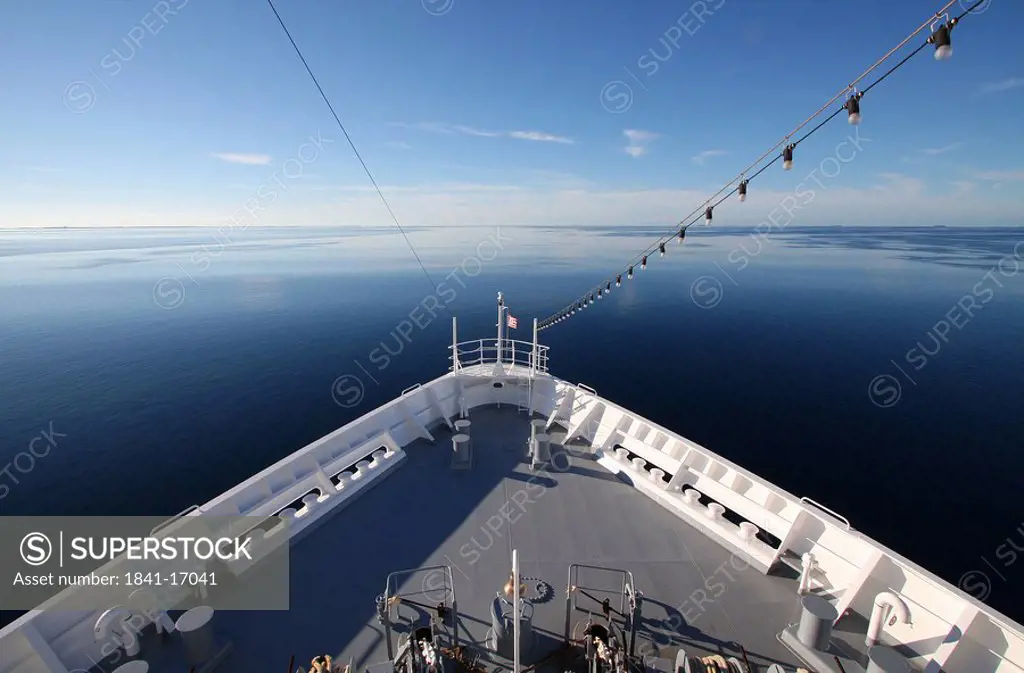 High angle view of deck of cruise ship