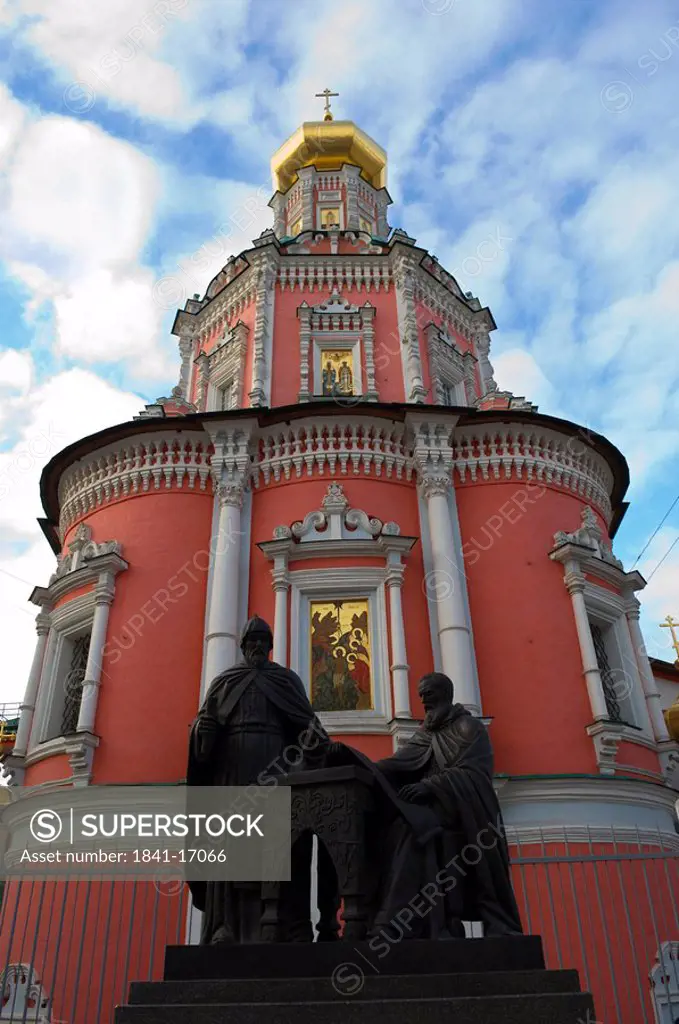 Statues in front of monastery, Epiphany Monastery, Kitay_Gorod, Moscow, Russia