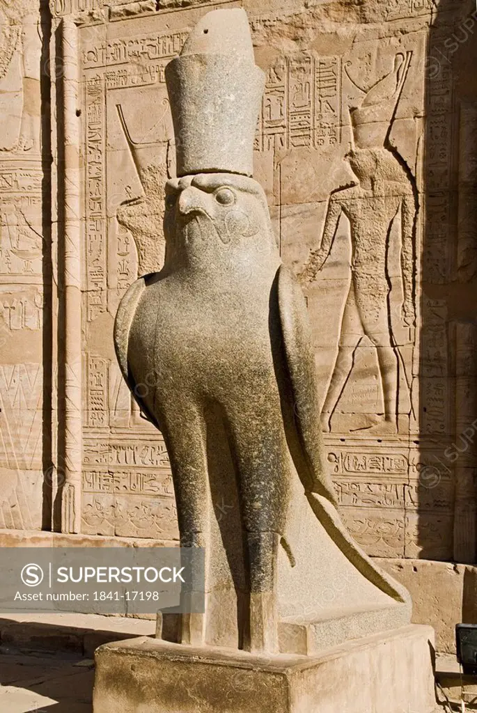 Statue of a falcon at the Temple of Horus, Edfu, Egypt, close_up