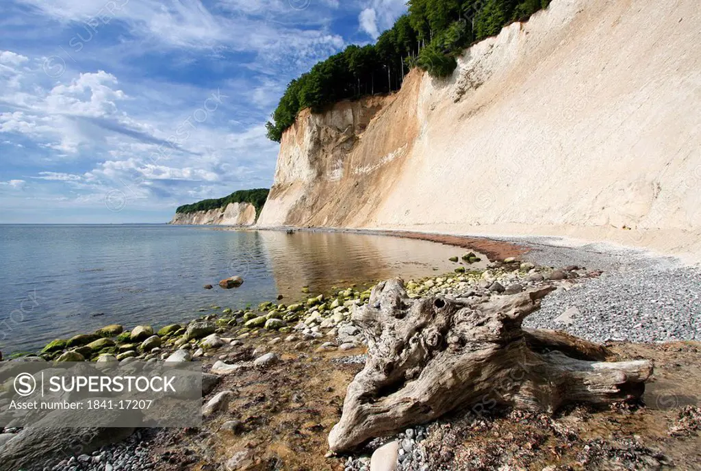 Pebble beach at the chalk cliff of Jasmund, Rugia, Germany