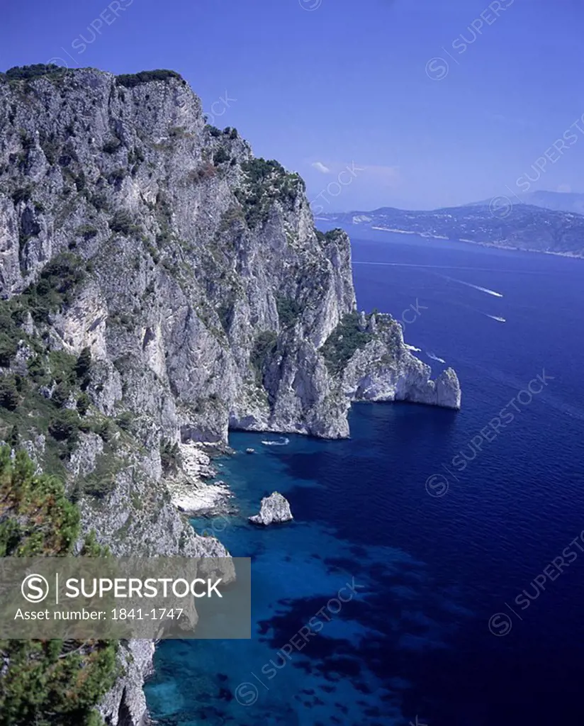 Cliffs on a coast, Capri, Italy