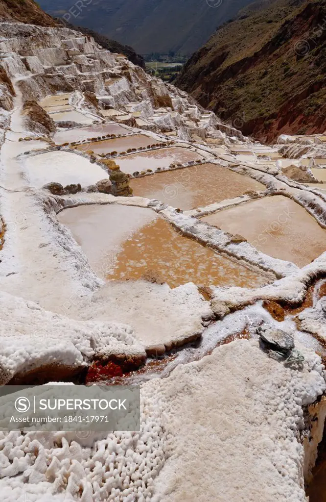 Salt mine in valley, Urubamba Valley, Peru