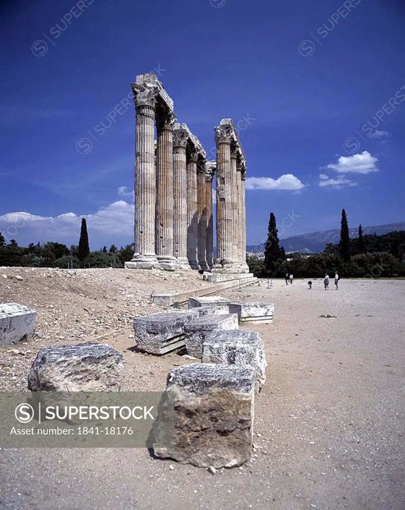 Old ruins of temple, Temple of Olympian Zeus, Athens, Greece
