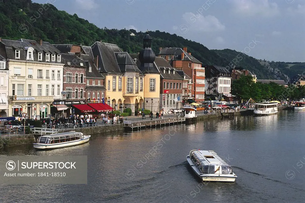 Tour boats in river, Belgium