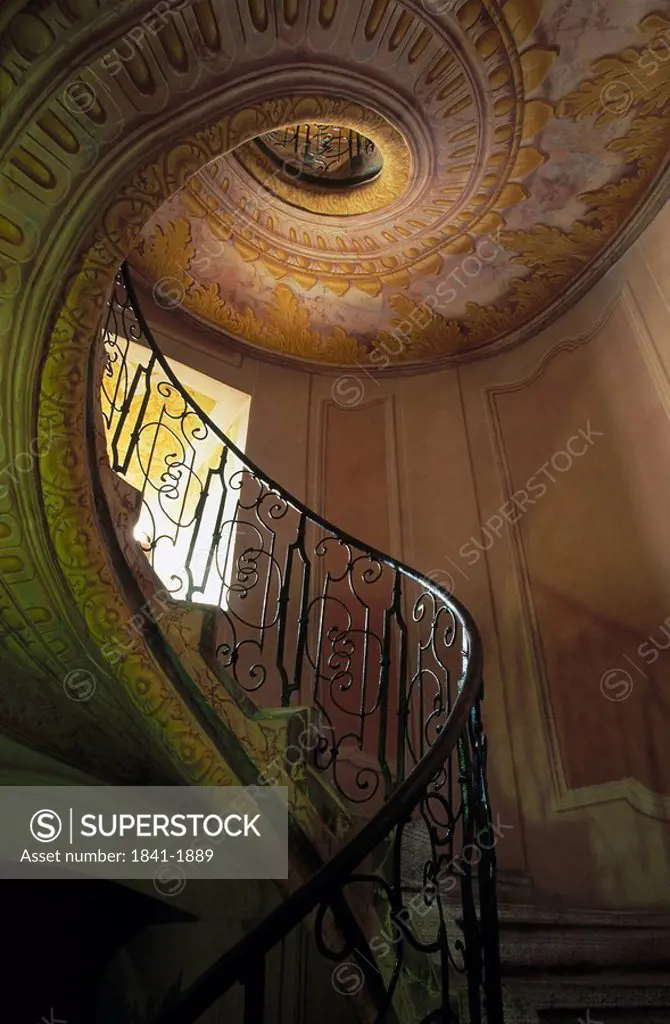 Staircase in monastery, Melk Benedictine Abbey, Wachau, Lower Austria, Austria