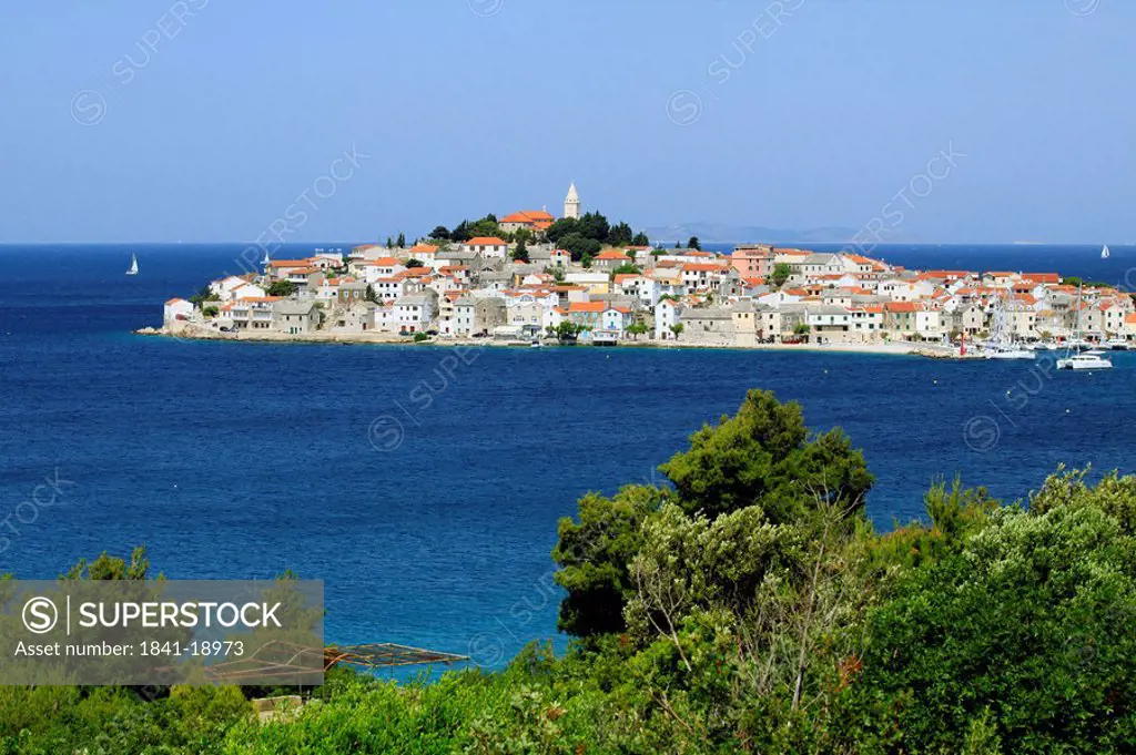 View from the mainland to Primosten peninsula, Croatia