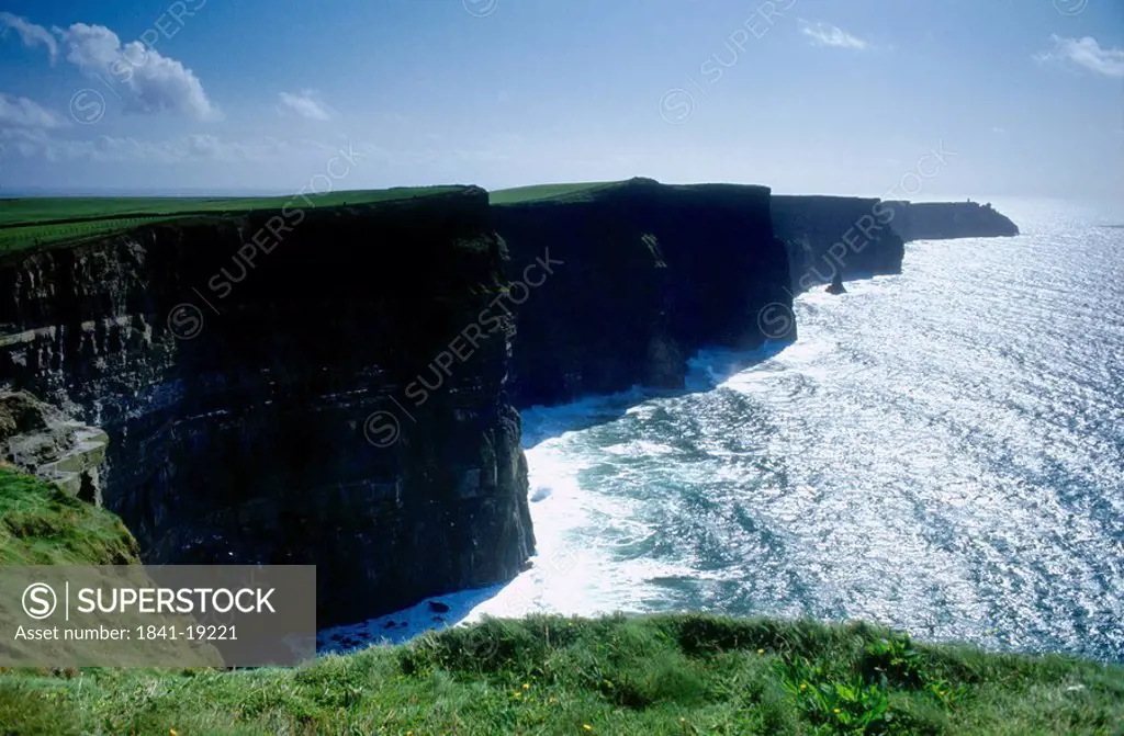 High angle view of coastline, Cliffs Of Moher, Burren, County Clare, Republic Of Ireland