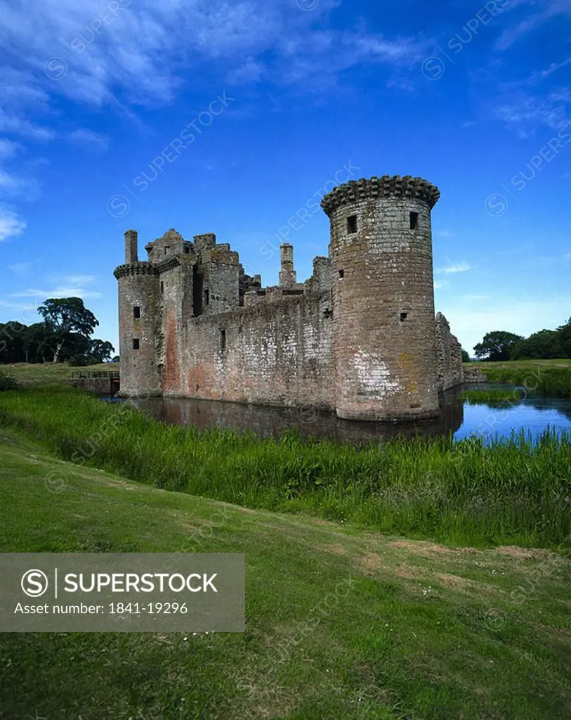 Ruins of castle, Caerlaverock Castle, Dumfries, Dumfries and Galloway, Scotland