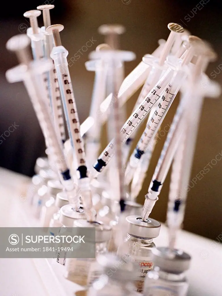 Close_up of syringes with phials
