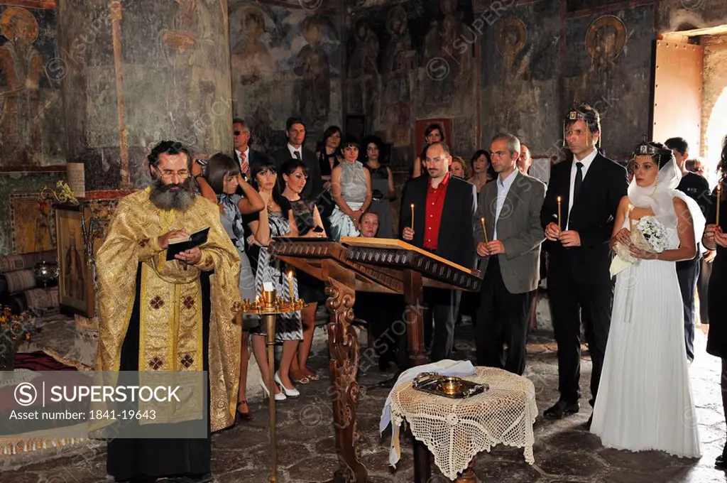 Marriage ceremony in an orthodox Church, Georgia