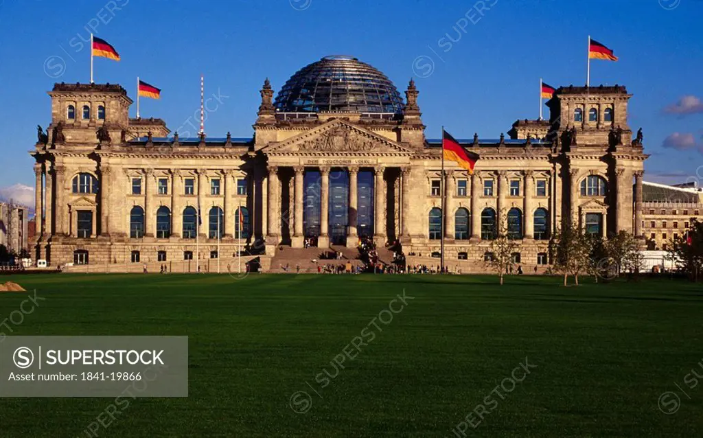 Facade of parliament building, Reichstag, Berlin, Germany