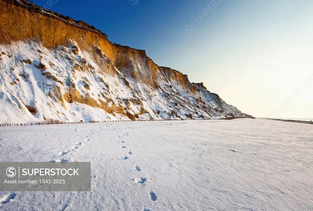 Rotes Kliff in snow, Kampen, Sylt, Schleswig_Holstein, Germany