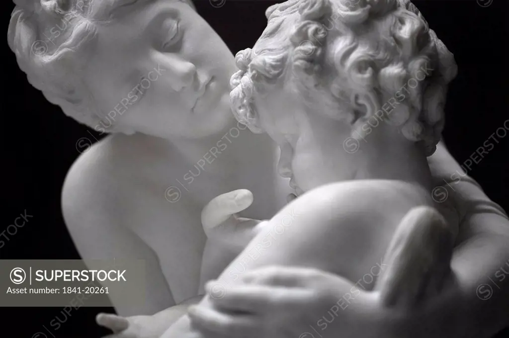 Marble statue of mother and son, close_up