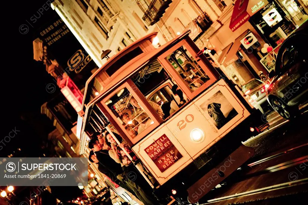 Tram in San Francisco, USA, slanted
