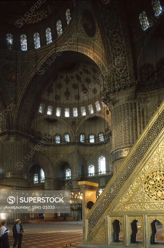 Interiors of mosque, Blue Mosque, Istanbul, Turkey