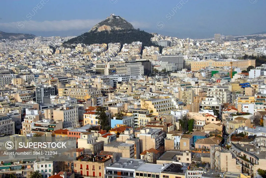 High angle view of city, Athens, Greece