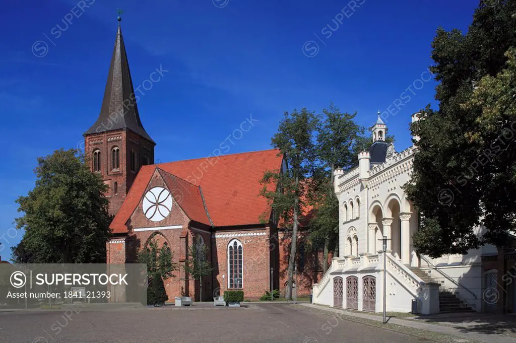 Saint Bartholomew church and town hall of Wittenburg, Germany